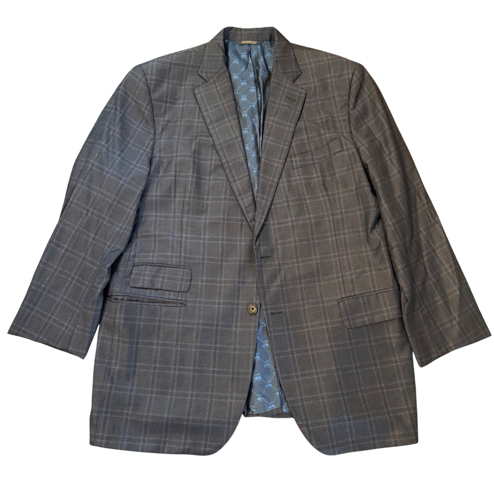 Brooks Brothers Golden Fleece Blazer Mens 46R Navy Plaid Wool Full Canvas USA